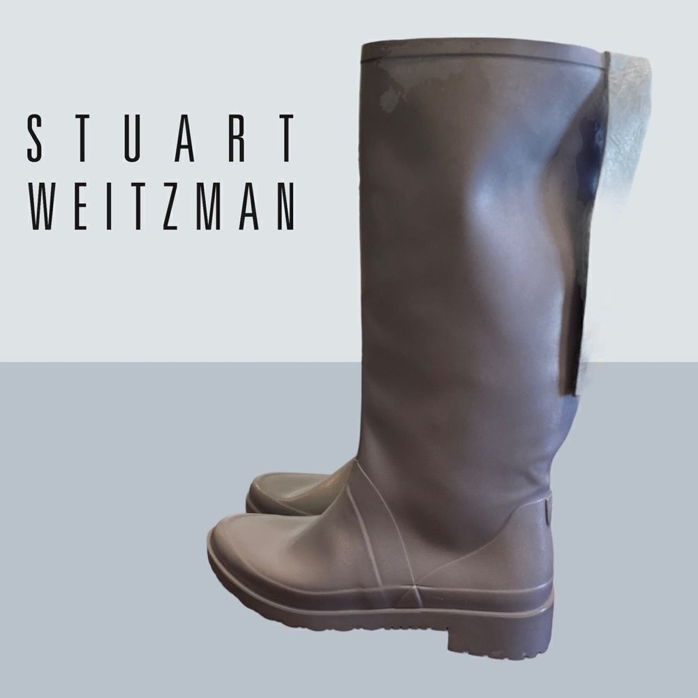 Stuart Weitzman Tall Grey Rain Boots 9